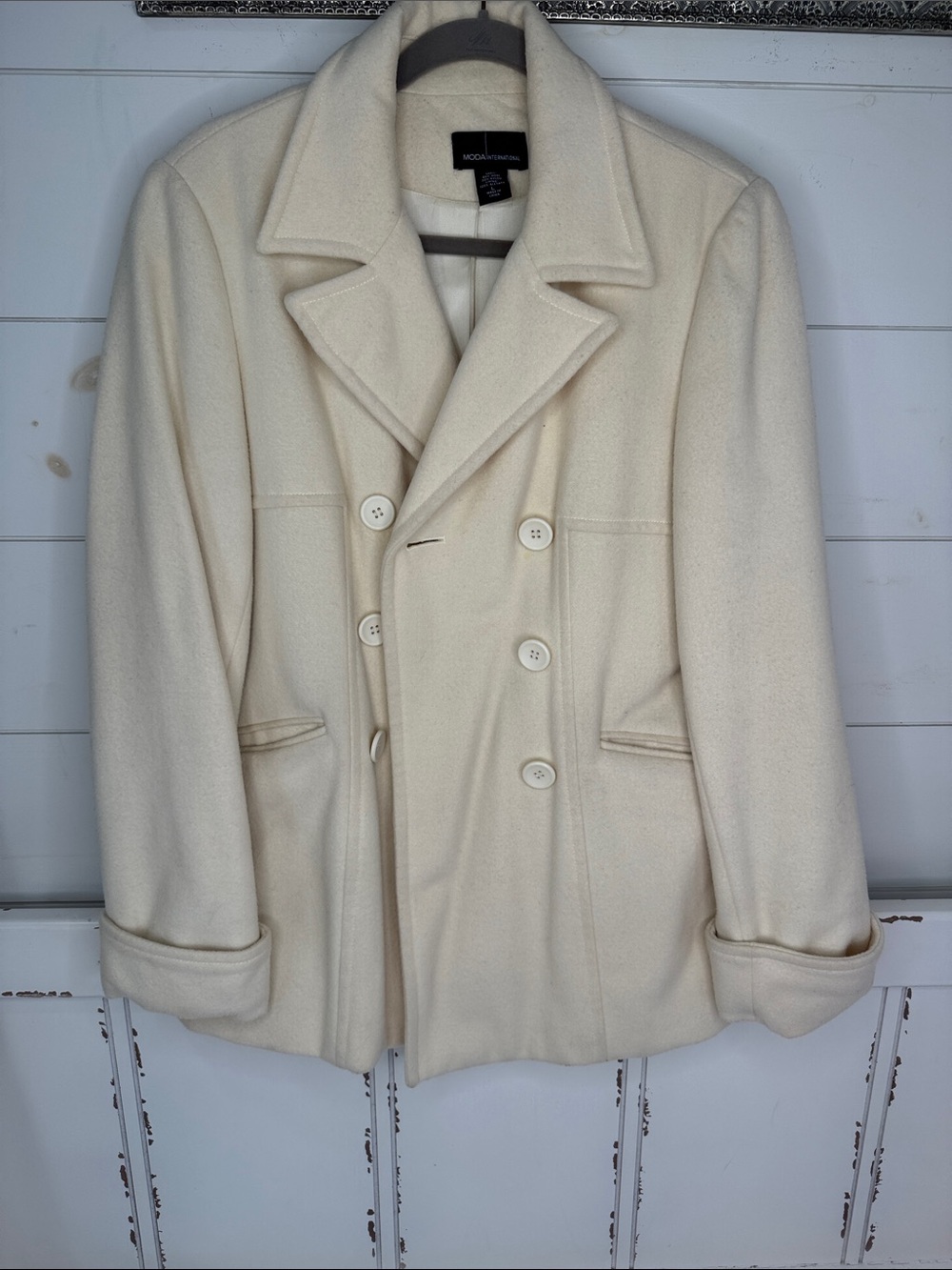 Moda International Cream Double-Breasted Women’s Pea Coat